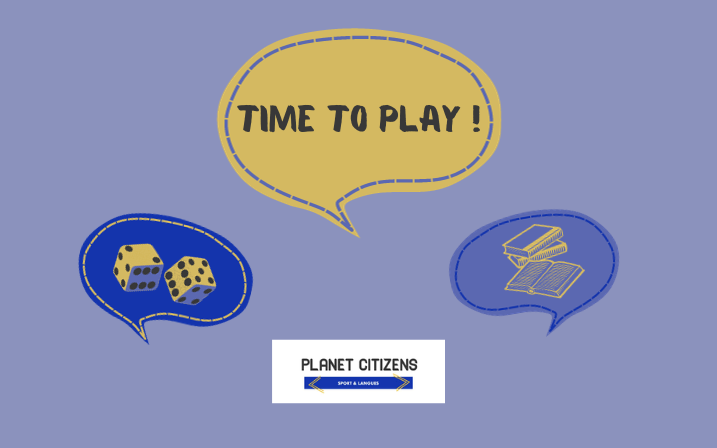 Une bulle de texte indiquant "time to play" et le logo de planet citizens